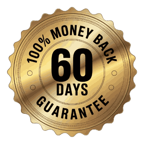 100% money back 60 day guarantee badge